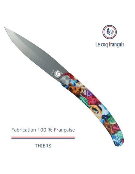 Couteau de poche Le Coq Original - Pop Art Nokat - Acrylique Noir