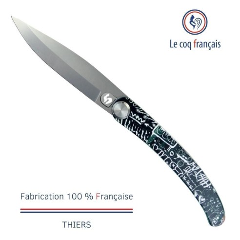 Couteau de poche Le Coq Original - Pop Art Black & White - Acrylique Noir