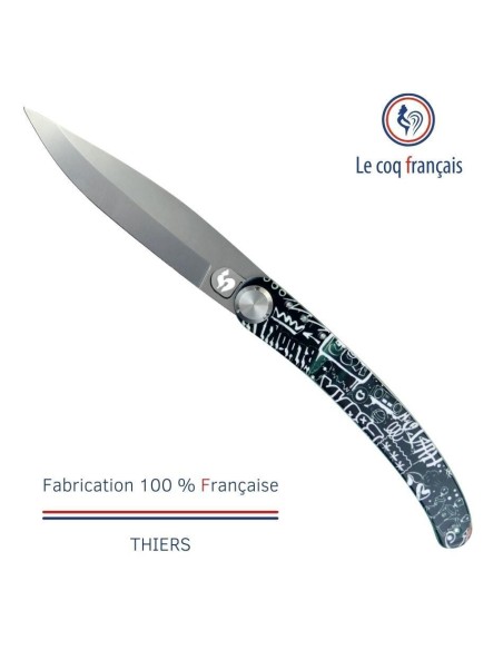 Couteau de poche Le Coq Original - Pop Art Black & White - Acrylique Noir