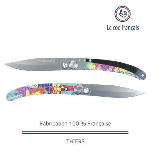 Couteau de poche Le Coq Original - Pop Art Pop Your Life by Pepop - Acrylique Noir