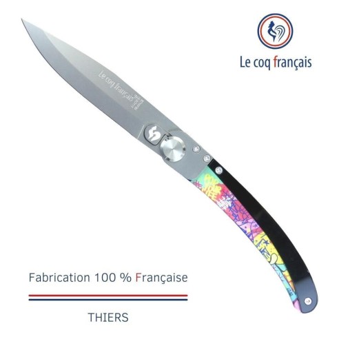 Couteau de poche Le Coq Original - Pop Art Pop Your Life by Pepop - Acrylique Noir