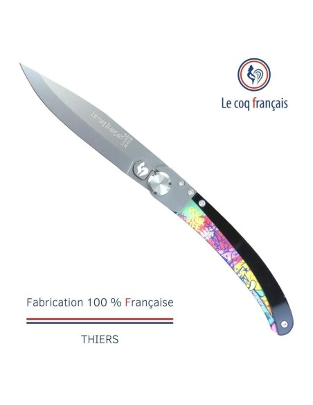 Couteau de poche Le Coq Original - Pop Art Pop Your Life by Pepop - Acrylique Noir