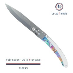 Couteau de poche Le Coq Original - Pop Art Bur Artist Street Art - Acrylique Blanc 2