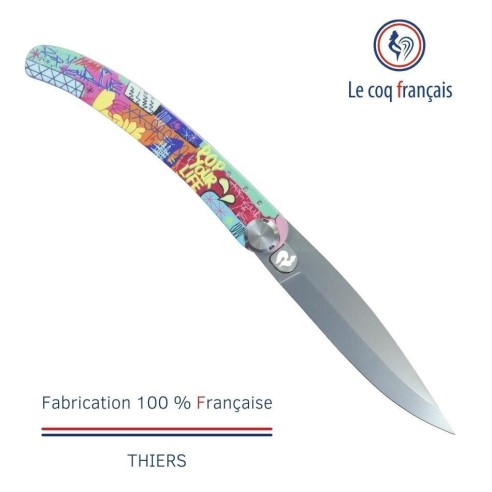 Couteau de poche Le Coq Original - Pop Art Pop Your Life by Pepop - Acrylique Noir