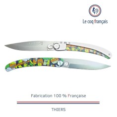 Couteau de poche Le Coq Original - Pop Art Keymi - Acrylique Blanc