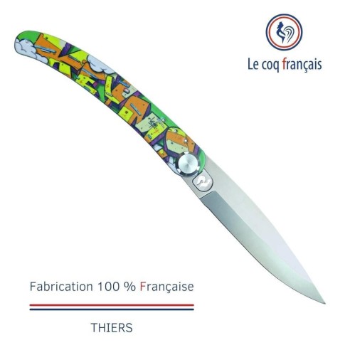 Couteau de poche Le Coq Original - Pop Art Keymi - Acrylique Blanc