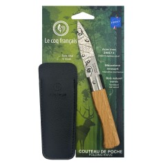 Carte Duo Nature - Couteau de poche Le Coq Authentique Chêne - manche chêne + étui