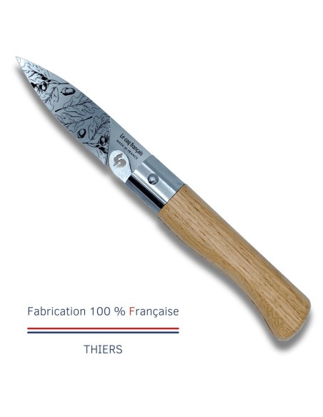 Carte Duo Nature - Couteau de poche Le Coq Authentique Chêne - manche chêne + étui