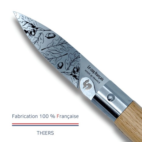 Carte Duo Nature - Couteau de poche Le Coq Authentique Chêne - manche chêne + étui