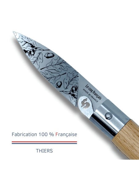 Carte Duo Nature - Couteau de poche Le Coq Authentique Chêne - manche chêne + étui