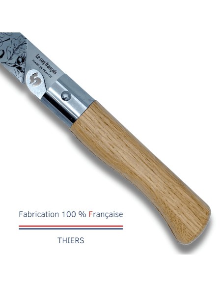 Carte Duo Nature - Couteau de poche Le Coq Authentique Chêne - manche chêne + étui