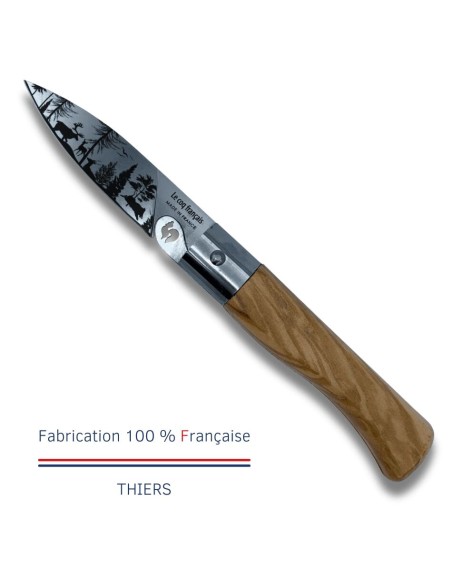 Carte Duo Nature - Couteau de poche Le Coq Authentique Forêt - manche chêne + étui