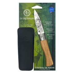 Carte Duo Nature - Couteau de poche Le Coq Authentique Sanglier - manche chêne + étui
