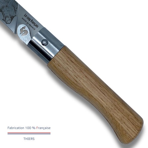 Carte Duo Nature - Couteau de poche Le Coq Authentique Sanglier - manche chêne + étui