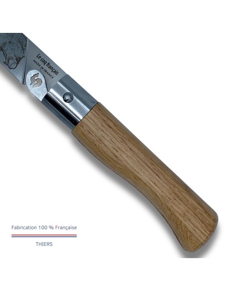 Carte Duo Nature - Couteau de poche Le Coq Authentique Sanglier - manche chêne + étui