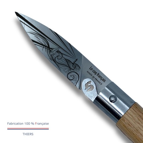 Carte Duo Nautique - Couteau de poche Le Coq Authentique Marin - manche chêne + étui