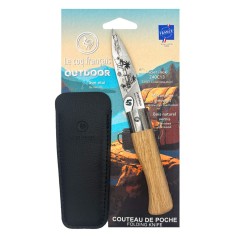 Carte Duo Outdoor - Couteau de poche Le Coq Authentique Van Life - manche chêne + étui