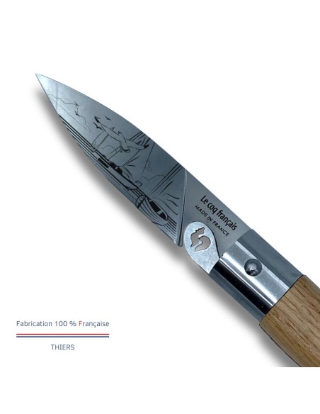 Carte Duo Nautique - Couteau de poche Le Coq Authentique Nautique Voilier - manche chêne + étui