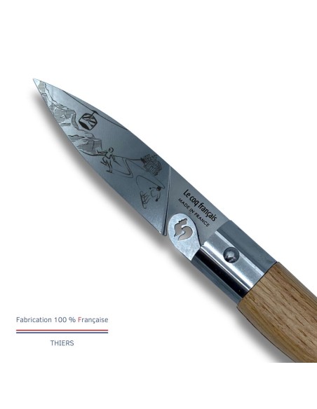 Carte Duo Montagne - Couteau de poche Le Coq Authentique Hiver - manche chêne + étui