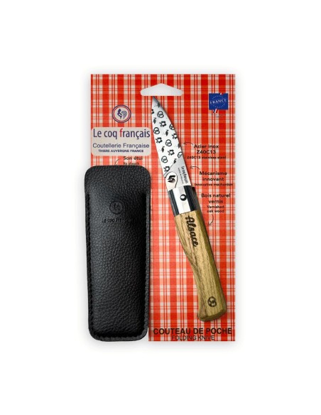 Carte Duo L'Alsacien - Couteau de poche Le Coq Authentique L'Alsacien - manche chêne + étui