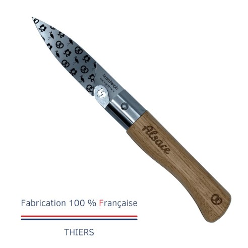 Carte Duo L'Alsacien - Couteau de poche Le Coq Authentique L'Alsacien - manche chêne + étui