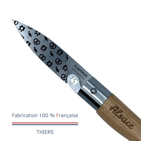 Carte Duo L'Alsacien - Couteau de poche Le Coq Authentique L'Alsacien - manche chêne + étui