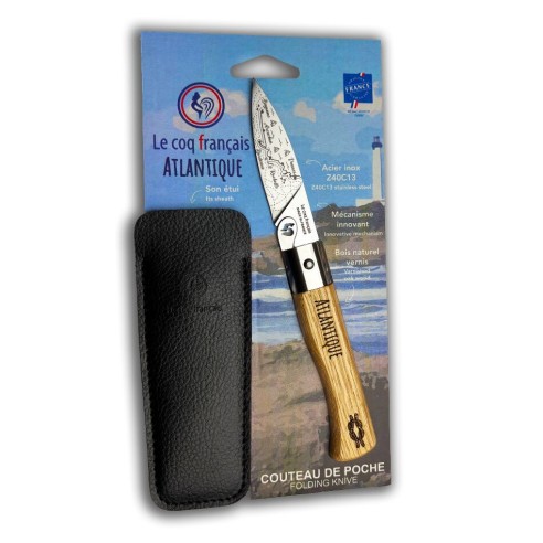 Carte Duo L'Atlantique - Couteau de poche Le Coq Authentique L'Atlantique - manche chêne + étui
