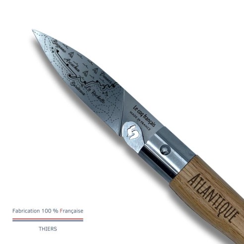 Carte Duo L'Atlantique - Couteau de poche Le Coq Authentique L'Atlantique - manche chêne + étui
