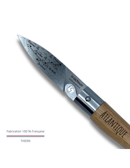 Carte Duo L'Atlantique - Couteau de poche Le Coq Authentique L'Atlantique - manche chêne + étui