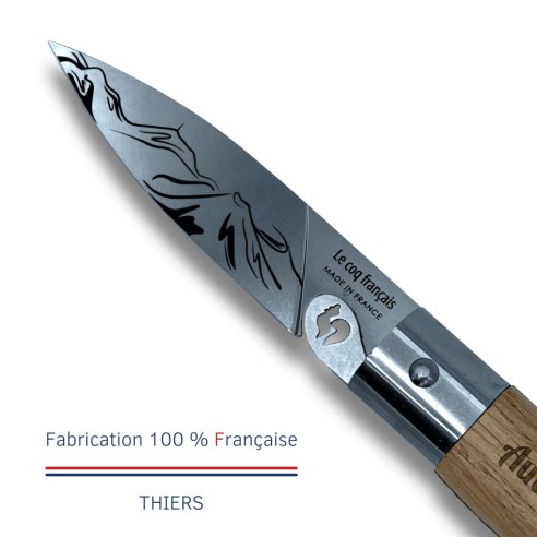 Carte Duo L'Auvergnat - Couteau de poche Le Coq Authentique L'Auvergnat - manche chêne + étui