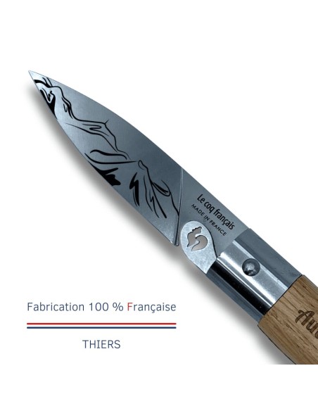 Carte Duo L'Auvergnat - Couteau de poche Le Coq Authentique L'Auvergnat - manche chêne + étui