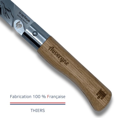 Carte Duo L'Auvergnat - Couteau de poche Le Coq Authentique L'Auvergnat - manche chêne + étui
