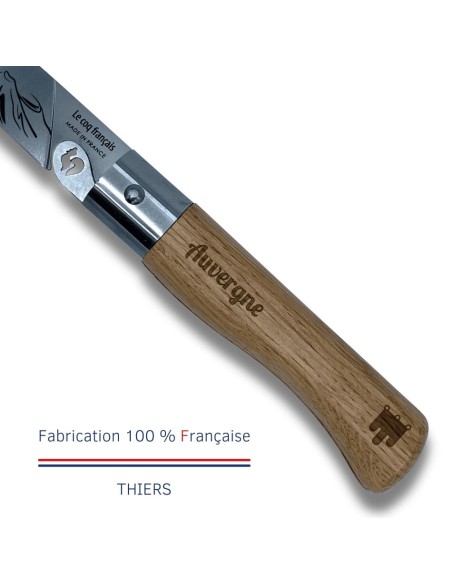 Carte Duo L'Auvergnat - Couteau de poche Le Coq Authentique L'Auvergnat - manche chêne + étui