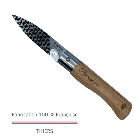 Carte Duo Le Bourguignon - Couteau de poche Le Coq Authentique Le Bourguignon - manche chêne + étui