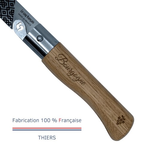 Carte Duo Le Bourguignon - Couteau de poche Le Coq Authentique Le Bourguignon - manche chêne + étui