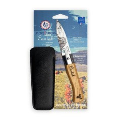 Carte Duo Le Cantal - Couteau de poche Le Coq Authentique Le Cantal - manche chêne + étui
