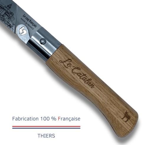Carte Duo Le Catalan - Couteau de poche Le Coq Authentique Le Catalan - manche chêne + étui