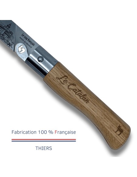 Carte Duo Le Catalan - Couteau de poche Le Coq Authentique Le Catalan - manche chêne + étui