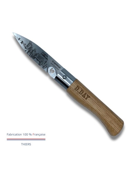 Carte Duo Le D-Day - Couteau de poche Le Coq Authentique Le D-Day - manche chêne + étui