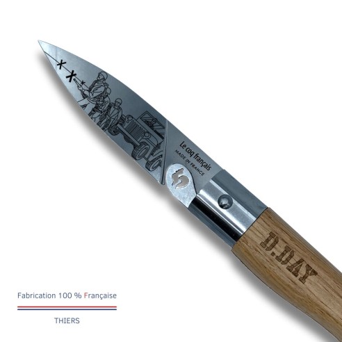 Carte Duo Le D-Day - Couteau de poche Le Coq Authentique Le D-Day - manche chêne + étui