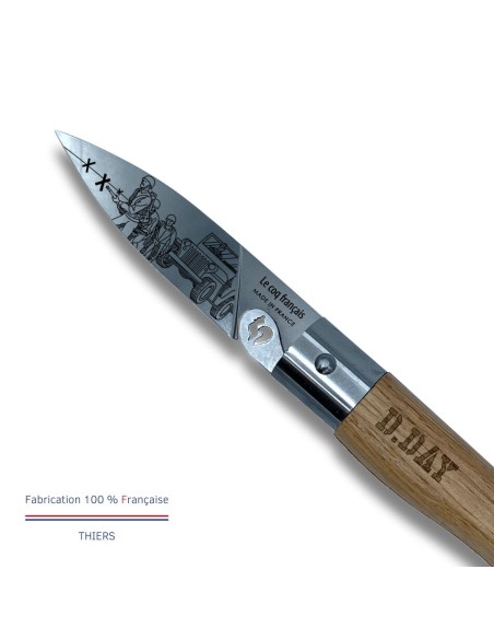 Carte Duo Le D-Day - Couteau de poche Le Coq Authentique Le D-Day - manche chêne + étui