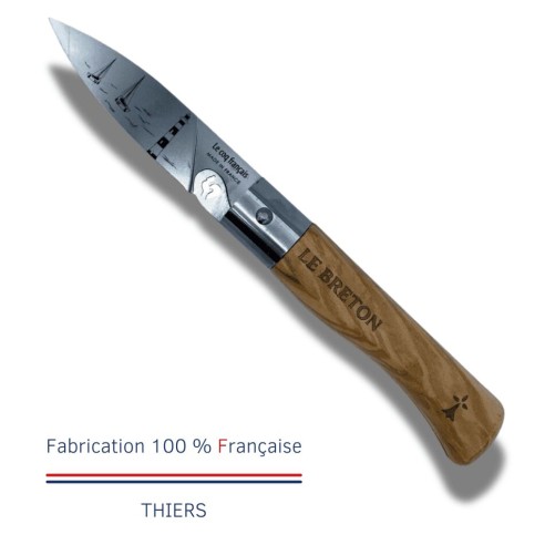 Carte Duo Le Breton - Couteau de poche Le Coq Authentique Le Breton - manche chêne + étui