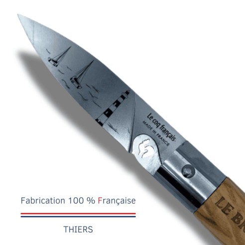 Carte Duo Le Breton - Couteau de poche Le Coq Authentique Le Breton - manche chêne + étui