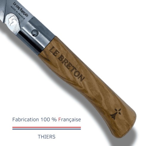 Carte Duo Le Breton - Couteau de poche Le Coq Authentique Le Breton - manche chêne + étui