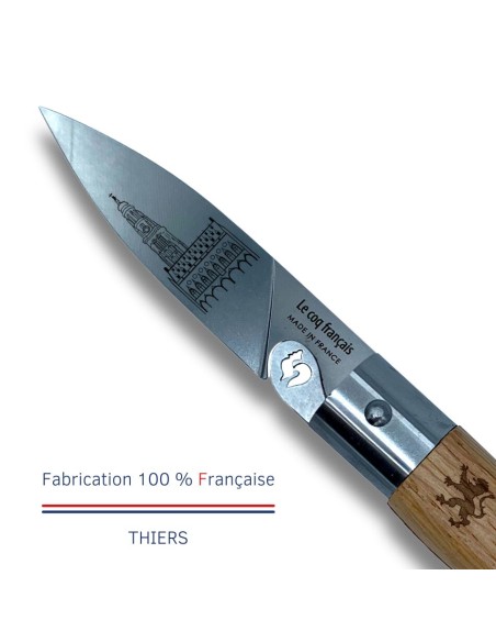 Carte Duo Le Ch'ti - Couteau de poche Le Coq Authentique Le Ch'ti - manche chêne + étui