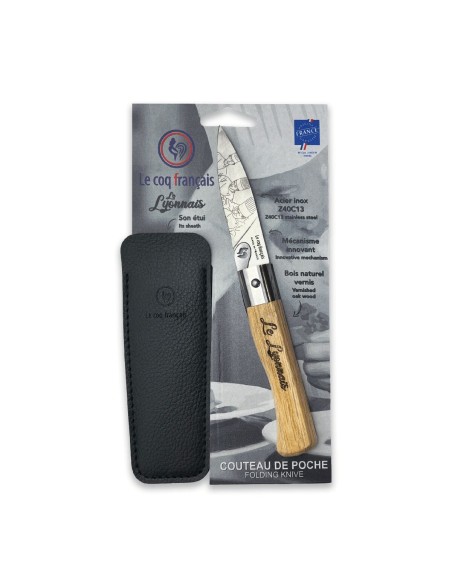 Carte Duo Le Lyonnais - Couteau de poche Le Coq Authentique Le Lyonnais - manche chêne + étui