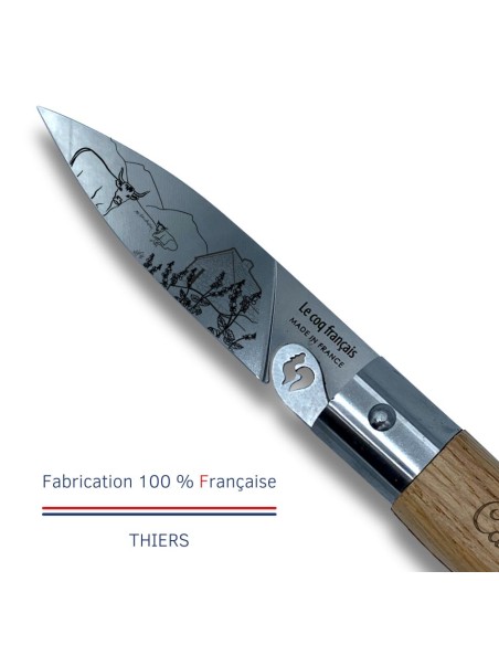 Carte Duo Le Cantal - Couteau de poche Le Coq Authentique Le Cantal - manche chêne + étui