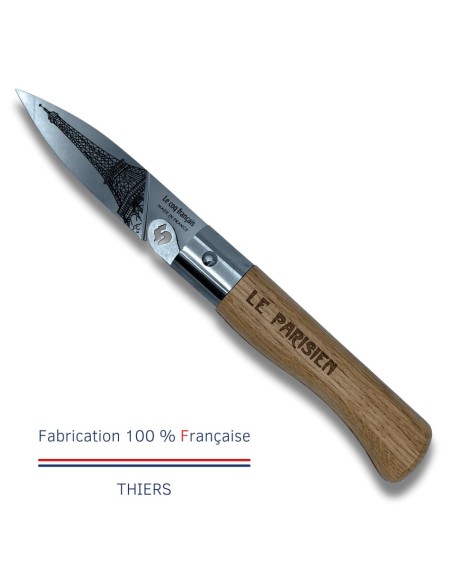 Carte Duo Le Parisien - Couteau de poche Le Coq Authentique Le Parisien - manche chêne + étui