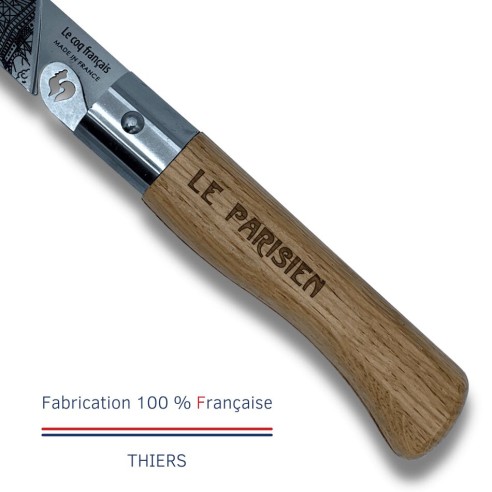 Carte Duo Le Parisien - Couteau de poche Le Coq Authentique Le Parisien - manche chêne + étui