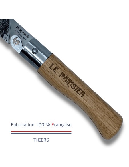 Carte Duo Le Parisien - Couteau de poche Le Coq Authentique Le Parisien - manche chêne + étui